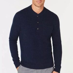 Tasso Elba Men’s Cashmere Henley Sweater Sz S Navy